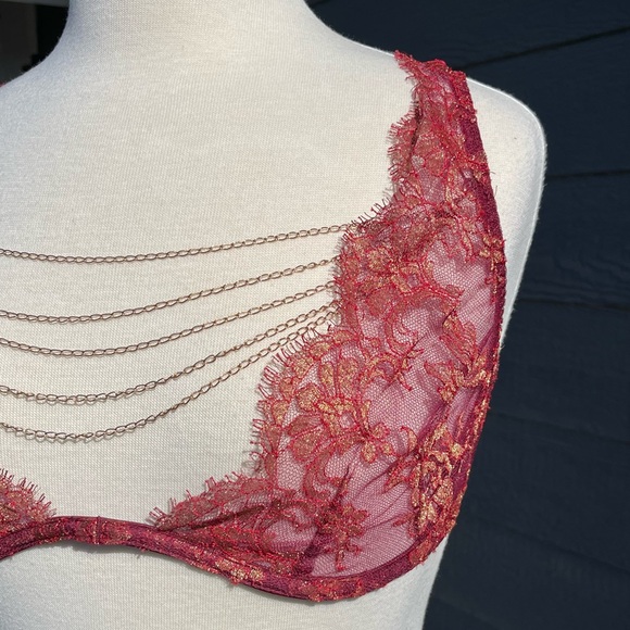 Agent Provocateur INKA Soiree SET Bra 36DD Brief LARGE Red Gold NWT - Picture 7 of 11